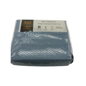 Sunham Bari 350 Thread Count Cotton Blend 4-Pc. Solid Sheet Set - KING - Blue